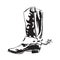 Hand drawn cowboy boot with spur. Wild west leather footwear vector illustration. Black isolated on white background