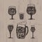 Hand Drawn Craft Alcoholic Drinks Set