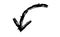Hand drawn crayon chalk charcoal line arrow. textured arrow isolated on white. squiggle and scribble stroke. Element for