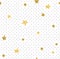 Hand drawn creative background. Simple minimalistic seamless pattern with golden stars and dots. Universal design.