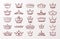 Hand drawn crown set. Sketch queen or king beauty doodle crowns. Vector vintage ink Jewel tiara isolated icons