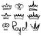 Hand drawn crowns logo and icon collection