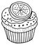 Hand drawn cupcake doodle. Fruit cream muffin