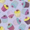 hand drawn cupcakes seamless pattern