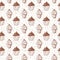 Hand-drawn cupcakes seamless pattern