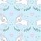 Hand Drawn Cute Bunny Seamless Pattern print design rabbit background. Vector. Print Design Textile for Kids Fashion