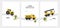 Hand drawn cute cars - Truck, tractor, cargo crane in road with text Little Driver. Vector set with cute cars for posters, fabric