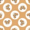 Hand drawn cute cocker spaniel dog face breed in polka dot seamless vector pattern. Purebread pedigree puppy domestic on