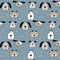 Hand Drawn Cute Dogs Pattern Background.