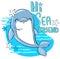 Hand drawn cute dolphin childish print design for t-shirts, swimsuit, fabric. Vector illustration. inscription - Hi sea friend