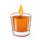 Hand drawn cute isolated clip art illustration of cozy orange aroma candle