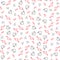 Hand drawn cute kittens pattern background with cats ,hearts and paw print.