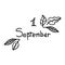 Hand-drawn cute lettering for 1 September. Back to school.