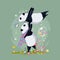 hand drawn cute panda best friends illustration for kids