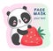 Hand drawn Cute panda with Strawberry vector illustration funny design for packaging cosmetics masks