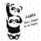 Hand drawn cute panda two couples