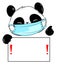Hand drawn cute Panda wearing a mask. Stop coronavirus. COVID-19 Pandemic medical illustration vector. Nameplate, banner attention