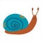 Hand drawn cute snail in cartoon childish style. Vector illustration of animal for baby apparel, textile and product