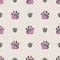 Hand drawn cute spotty puppy dog paw and pink paw seamless vector pattern. Wild animal paw pad background. Fun joyful