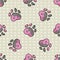 Hand drawn cute spotty puppy dog paw seamless vector pattern. Wild animal paw pad background. Fun joyful wild trail for kids all