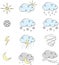 Hand drawn cute weather icons collection