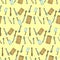 Hand drawn cutlery doodle seamless pattern.
