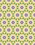 Hand drawn daisy flower mosaic quilt pattern. Vector seamless background. Symmetry geometric floral illustration. Trendy retro geo