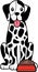 Hand Drawn Dalmatian Dog with food illustration in doodle style