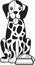 Hand Drawn Dalmatian Dog with food illustration in doodle style