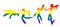 hand drawn dancing people silhouettes colored in LGBT rainbow flag colors isolated on white background. Freedom and love concept.