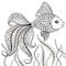 Hand drawn decorative fish for for the anti stress coloring page. Hand drawn black decorative fish isolated on white background