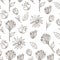 Hand drawn delicate decorative vintage seamless pattern