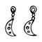 Hand drawn diamond and moon earrings doodle vector illustration