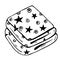 Hand-drawn diaper stack. Baby absorbent wipes vector icon. A sketch of a set of cotton pieces of fabric. A stack of napkins with a