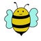 hand drawn digital focus yellow bee cartoon image