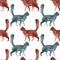 Hand drawn digital watercolor seamless pattern with walking cats. Stock illustration with colorful pets