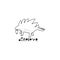 Hand drawn dinosaur with lettering. Jurassic reptile. Sketch Stegosaurus doodle character