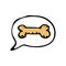 Hand drawn dog bone doodle. Color sketch pets icon. Decoration e