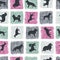 Hand drawn dog breeds silhouettes seamless pattern