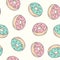 Hand drawn donut seamless pattern. Pastry illustration