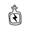Hand drawn doodle bottle energy icon. Hand drawn black sketch. S