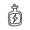 Hand drawn doodle bottle energy icon. Hand drawn black sketch. S