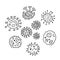 Hand drawn doodle Coronavirus in China isolated on white background.