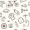 Hand drawn doodle cycle racing seamless pattern