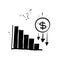 Hand drawn doodle financial graph down icon illustration vector isolated