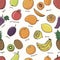 Hand drawn doodle Fruits seamless pattern.