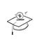 Hand drawn doodle graduation hat and money illustration for tuition fee