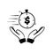 Hand drawn doodle hand and money symbol for economy and loan illustration icon isolated