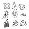 Hand drawn doodle Line Icons Related to Efficiency. Performance, Productive, Multitasking illustration vector