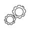 Hand drawn doodle of mechanical cogs. Concept of development, moving process, study, learning. Vector illustration of outline